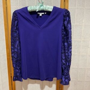 Chico's Royal Blue Lace Sleeve Top